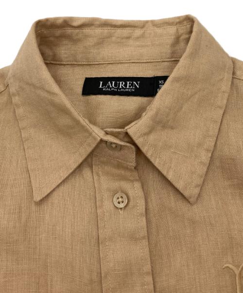 LAUREN RALPH LAUREN（ローレンラルフローレン）LAUREN RALPH LAUREN (ローレンラルフローレン) モノグラム刺繍リネンシャツ ベージュ サイズ:XSの古着・服飾アイテム