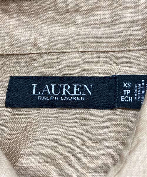LAUREN RALPH LAUREN（ローレンラルフローレン）LAUREN RALPH LAUREN (ローレンラルフローレン) モノグラム刺繍リネンシャツ ベージュ サイズ:XSの古着・服飾アイテム
