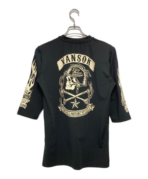 VANSON（バンソン）VANSON (バンソン) 7分袖スカルプリントカットソー ブラック サイズ:Lの古着・服飾アイテム