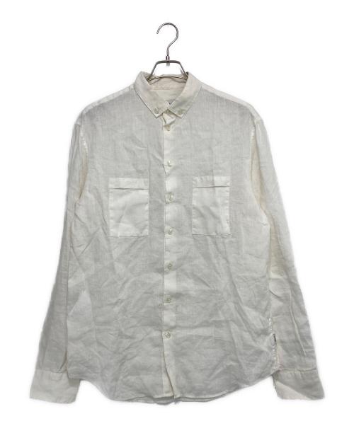 ARMANI COLLEZIONI（アルマーニ コレツィオーニ）ARMANI COLLEZIONI (アルマーニ コレツィオーニ) 長袖リネンボタンダウンシャツ ホワイト サイズ:Lの古着・服飾アイテム