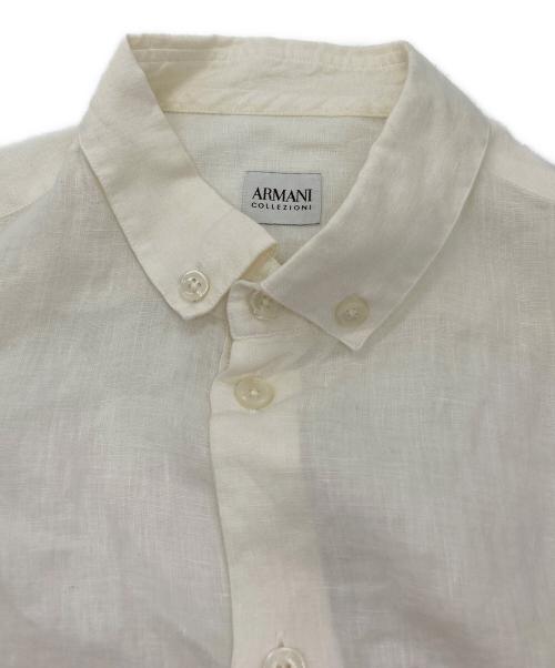 ARMANI COLLEZIONI（アルマーニ コレツィオーニ）ARMANI COLLEZIONI (アルマーニ コレツィオーニ) 長袖リネンボタンダウンシャツ ホワイト サイズ:Lの古着・服飾アイテム