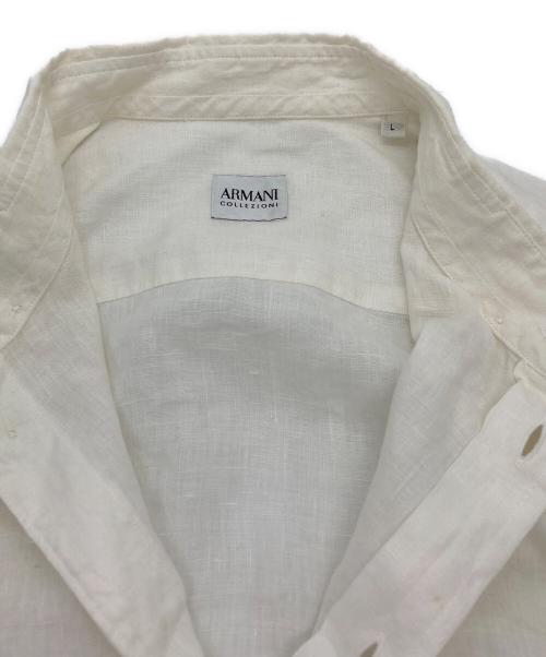 ARMANI COLLEZIONI（アルマーニ コレツィオーニ）ARMANI COLLEZIONI (アルマーニ コレツィオーニ) 長袖リネンボタンダウンシャツ ホワイト サイズ:Lの古着・服飾アイテム