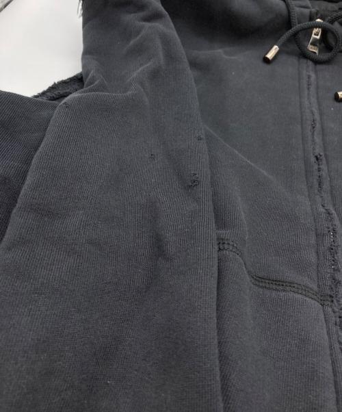 DOLCE & GABBANA（ドルチェ＆ガッバーナ）DOLCE & GABBANA (ドルチェ＆ガッバーナ) ロゴプレートダメージジップパーカー ブラック サイズ:48の古着・服飾アイテム