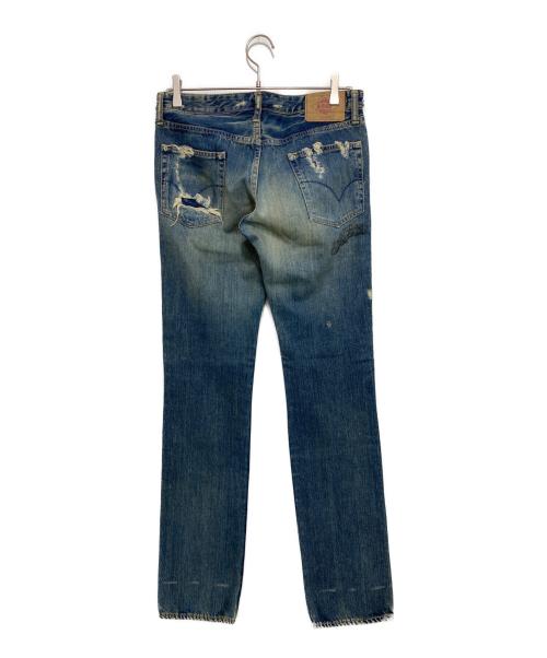 Hysteric Glamour（ヒステリックグラマー）Hysteric Glamour (ヒステリックグラマー) ダメージ加工スタッズデニムパンツ インディゴ サイズ:32inchの古着・服飾アイテム