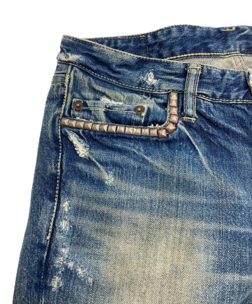 Hysteric Glamour（ヒステリックグラマー）Hysteric Glamour (ヒステリックグラマー) ダメージ加工スタッズデニムパンツ インディゴ サイズ:32inchの古着・服飾アイテム