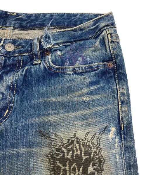 Hysteric Glamour（ヒステリックグラマー）Hysteric Glamour (ヒステリックグラマー) ダメージ加工スタッズデニムパンツ インディゴ サイズ:32inchの古着・服飾アイテム