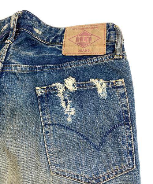 Hysteric Glamour（ヒステリックグラマー）Hysteric Glamour (ヒステリックグラマー) ダメージ加工スタッズデニムパンツ インディゴ サイズ:32inchの古着・服飾アイテム