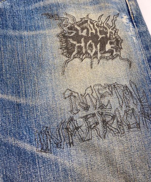 Hysteric Glamour（ヒステリックグラマー）Hysteric Glamour (ヒステリックグラマー) ダメージ加工スタッズデニムパンツ インディゴ サイズ:32inchの古着・服飾アイテム