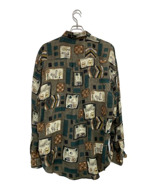 GOOUCH（グーチ）GOOUCH (グーチ) シルク ロングスリーブ柄シャツ ブラウン サイズ:Lの古着・服飾アイテム