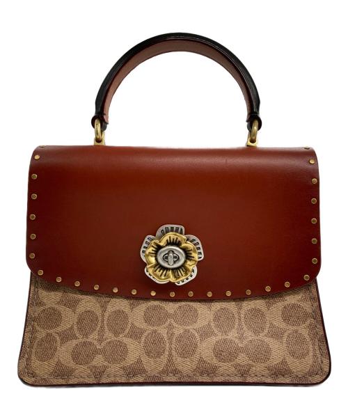 COACH（コーチ）COACH (コーチ) 2way パーカートップハンドル バッグ ブラウン×ブラックの古着・服飾アイテム