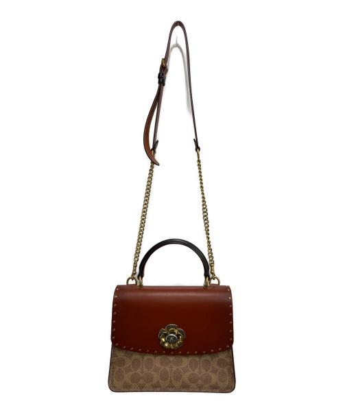 COACH（コーチ）COACH (コーチ) 2way パーカートップハンドル バッグ ブラウン×ブラックの古着・服飾アイテム