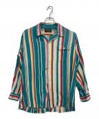 POLO COUNTRYポロカントリー）の古着「ストライプオープンカラーシャツ」｜ターコイズブルー×ピンク