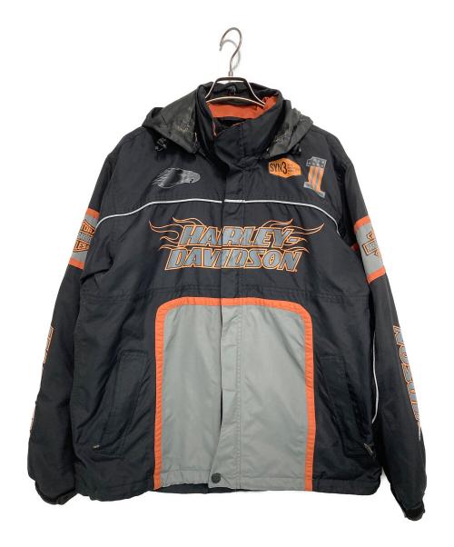 HARLEY-DAVIDSON（ハーレーダビッドソン）HARLEY-DAVIDSON (ハーレーダビッドソン) 007s フーデッドジップジャケット オレンジ×ブラック サイズ:Mの古着・服飾アイテム