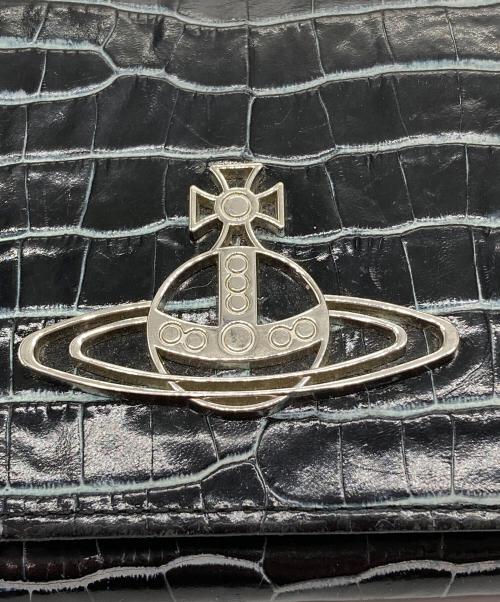 Vivienne Westwood（ヴィヴィアンウエストウッド）Vivienne Westwood (ヴィヴィアンウエストウッド) クロコ型押し オーブ長財布 ブラックの古着・服飾アイテム