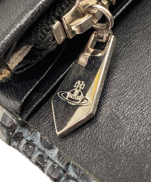 Vivienne Westwood（ヴィヴィアンウエストウッド）Vivienne Westwood (ヴィヴィアンウエストウッド) クロコ型押し オーブ長財布 ブラックの古着・服飾アイテム