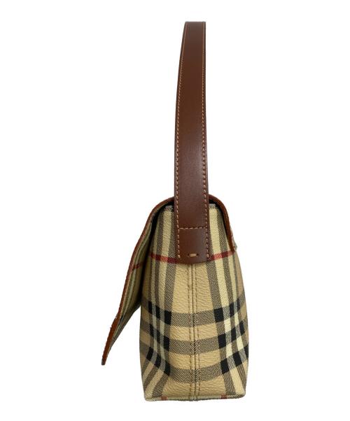 BURBERRY LONDON（バーバリーロンドン）BURBERRY LONDON (バーバリーロンドン) シャドーホース ノバチェック ワンショルダーハンドバッグ ベージュ×ブラウンの古着・服飾アイテム