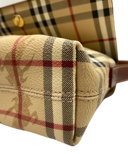 BURBERRY LONDON（バーバリーロンドン）BURBERRY LONDON (バーバリーロンドン) シャドーホース ノバチェック ワンショルダーハンドバッグ ベージュ×ブラウンの古着・服飾アイテム