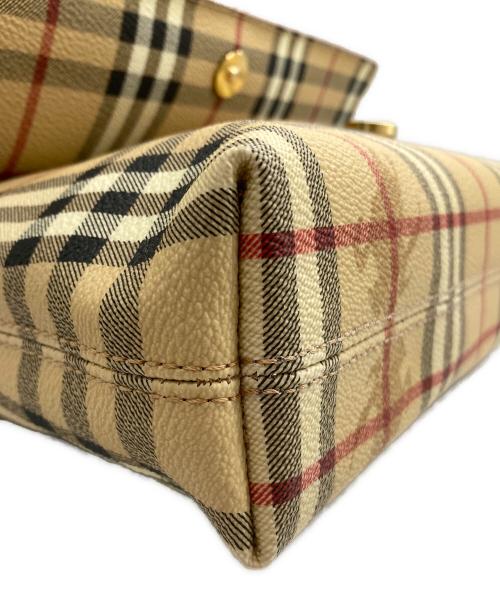 BURBERRY LONDON（バーバリーロンドン）BURBERRY LONDON (バーバリーロンドン) シャドーホース ノバチェック ワンショルダーハンドバッグ ベージュ×ブラウンの古着・服飾アイテム