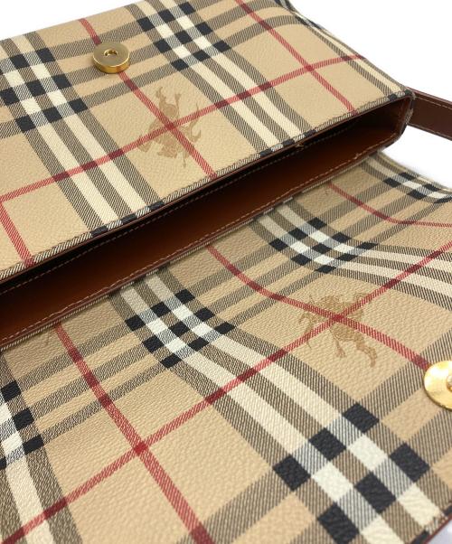 BURBERRY LONDON（バーバリーロンドン）BURBERRY LONDON (バーバリーロンドン) シャドーホース ノバチェック ワンショルダーハンドバッグ ベージュ×ブラウンの古着・服飾アイテム
