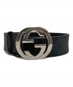 GUCCIグッチ）の古着「バリエーション GGスプリーム キャンバス ベルト」｜ブラック×グレー