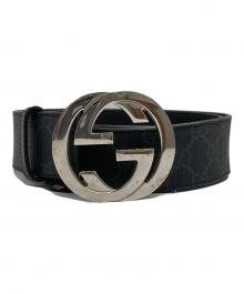 GUCCI（グッチ）の古着「バリエーション GGスプリーム キャンバス ベルト」｜ブラック×グレー