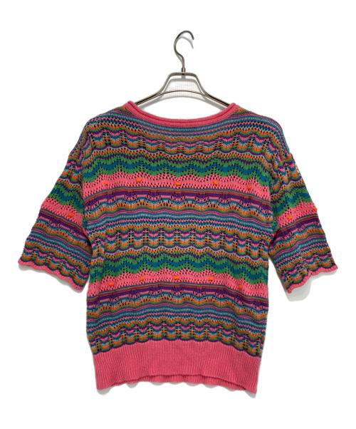 Hysteric Glamour（ヒステリックグラマー）Hysteric Glamour (ヒステリックグラマー) HELLO BEAR クロシェ プルオーバー ニット ブルー×ピンク サイズ:SIZE Freeの古着・服飾アイテム