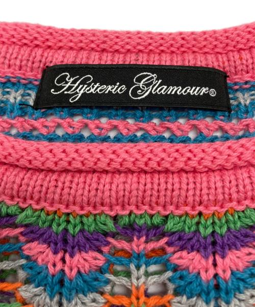 Hysteric Glamour（ヒステリックグラマー）Hysteric Glamour (ヒステリックグラマー) HELLO BEAR クロシェ プルオーバー ニット ブルー×ピンク サイズ:SIZE Freeの古着・服飾アイテム