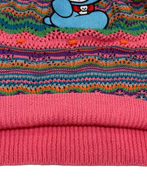 Hysteric Glamour（ヒステリックグラマー）Hysteric Glamour (ヒステリックグラマー) HELLO BEAR クロシェ プルオーバー ニット ブルー×ピンク サイズ:SIZE Freeの古着・服飾アイテム