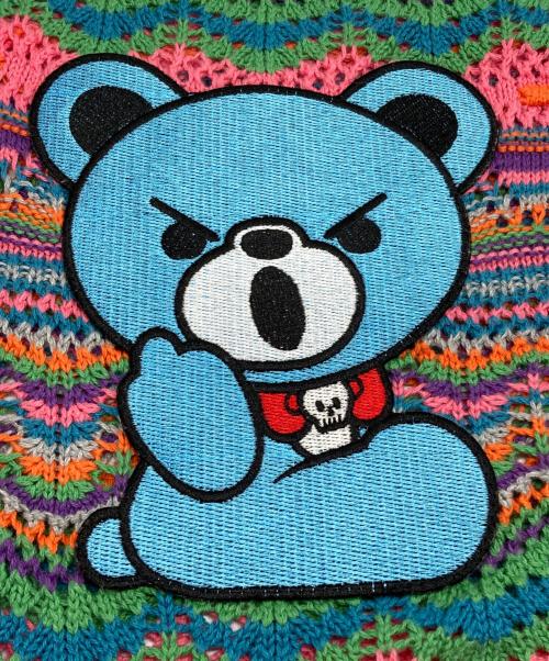Hysteric Glamour（ヒステリックグラマー）Hysteric Glamour (ヒステリックグラマー) HELLO BEAR クロシェ プルオーバー ニット ブルー×ピンク サイズ:SIZE Freeの古着・服飾アイテム