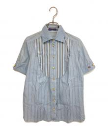BURBERRY BLUE LABEL（バーバリー ブルー レーベル）の古着「ストライプシャツブラウス」｜スカイブルー