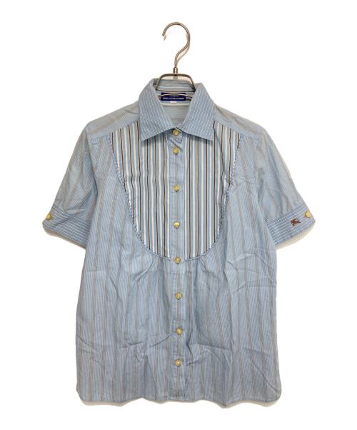 BURBERRY BLUE LABEL（バーバリー ブルー レーベル）BURBERRY BLUE LABEL (バーバリー ブルー レーベル) ストライプシャツブラウス スカイブルー サイズ:38の古着・服飾アイテム