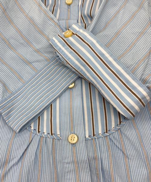 BURBERRY BLUE LABEL（バーバリー ブルー レーベル）BURBERRY BLUE LABEL (バーバリー ブルー レーベル) ストライプシャツブラウス スカイブルー サイズ:38の古着・服飾アイテム