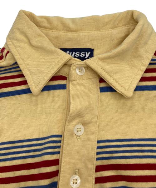 stussy（ステューシー）stussy (ステューシー) 90's ボーダーポロシャツ イエロー×ブルー サイズ:Mの古着・服飾アイテム