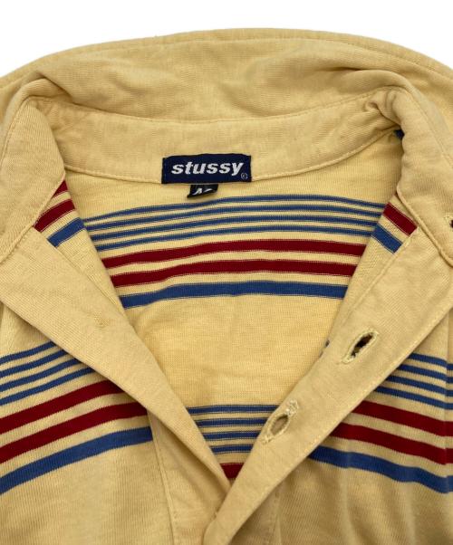 stussy（ステューシー）stussy (ステューシー) 90's ボーダーポロシャツ イエロー×ブルー サイズ:Mの古着・服飾アイテム