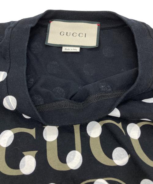 GUCCI（グッチ）GUCCI (グッチ) ポルカドットプリント Tシャツ ブラック×ホワイト サイズ:Lの古着・服飾アイテム