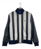 FRED PERRYフレッドペリー）の古着「Stripe Bomber Jacket」｜ネイビー×ホワイト