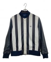 FRED PERRY（フレッドペリー）の古着「Stripe Bomber Jacket」｜ネイビー×ホワイト