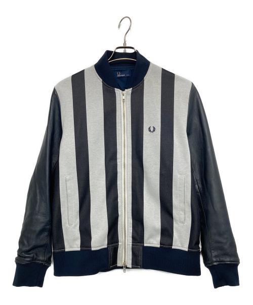 FRED PERRY（フレッドペリー）FRED PERRY (フレッドペリー) Stripe Bomber Jacket ネイビー×ホワイト サイズ:Mの古着・服飾アイテム