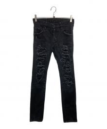 DSQUARED2（ディースクエアード）の古着「ダメージスキニーデニムパンツ」｜ブラック