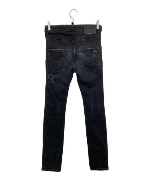 DSQUARED2（ディースクエアード）DSQUARED2 (ディースクエアード) ダメージスキニーデニムパンツ ブラック サイズ:42の古着・服飾アイテム