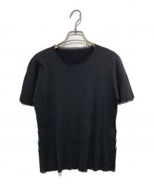 PLEATS PLEASE（プリーツプリーズ）の古着「プリーツフリンジカットソー」｜ブラック