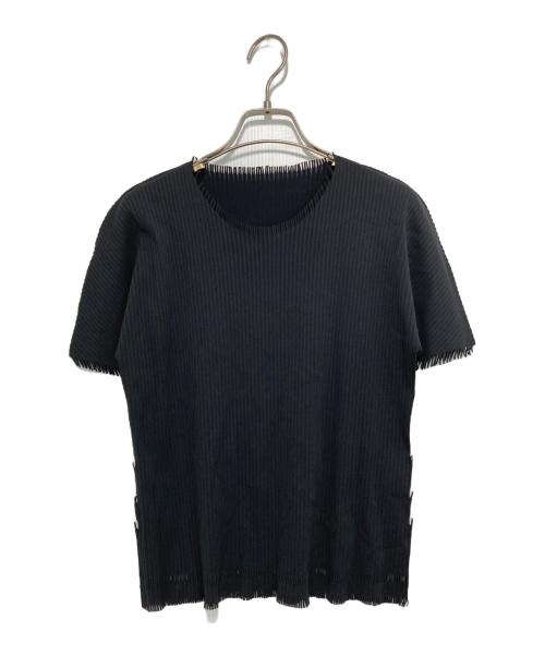 PLEATS PLEASE（プリーツプリーズ）PLEATS PLEASE (プリーツプリーズ) プリーツフリンジカットソー ブラック サイズ:SIZE 3の古着・服飾アイテム
