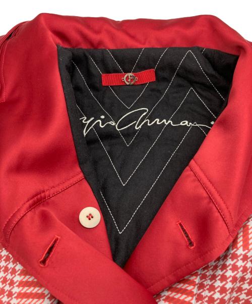 GIORGIO ARMANI（ジョルジオアルマーニ）GIORGIO ARMANI (ジョルジオアルマーニ) チェックショートトレンチコート レッド サイズ:38の古着・服飾アイテム