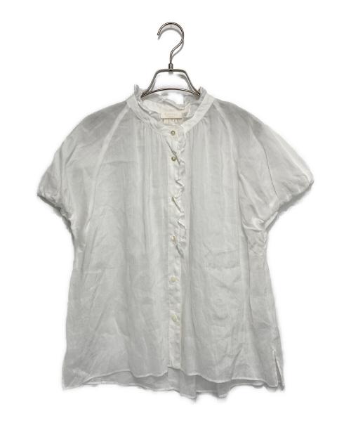 BALLSEY（ボールジィ）BALLSEY (ボールジィ) スムースラミー フリルカラーブラウス ホワイト サイズ: 36の古着・服飾アイテム