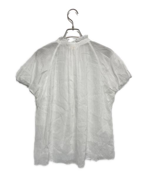 BALLSEY（ボールジィ）BALLSEY (ボールジィ) スムースラミー フリルカラーブラウス ホワイト サイズ: 36の古着・服飾アイテム
