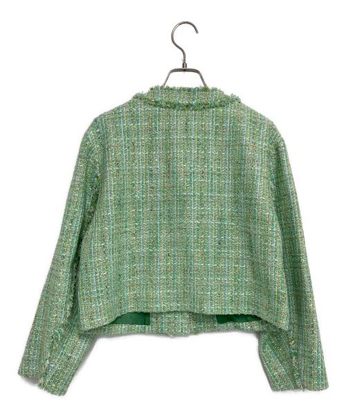 BALLSEY（ボールジィ）BALLSEY (ボールジィ) カラースパングルツイード ノーカラージャケット ライトグリーン サイズ:SIZE 36の古着・服飾アイテム