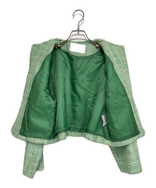 BALLSEY（ボールジィ）BALLSEY (ボールジィ) カラースパングルツイード ノーカラージャケット ライトグリーン サイズ:SIZE 36の古着・服飾アイテム