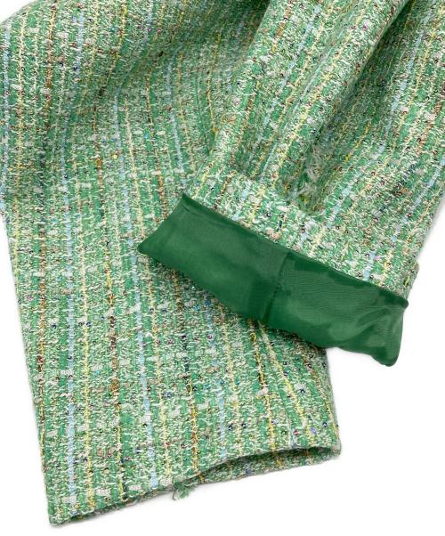 BALLSEY（ボールジィ）BALLSEY (ボールジィ) カラースパングルツイード ノーカラージャケット ライトグリーン サイズ:SIZE 36の古着・服飾アイテム