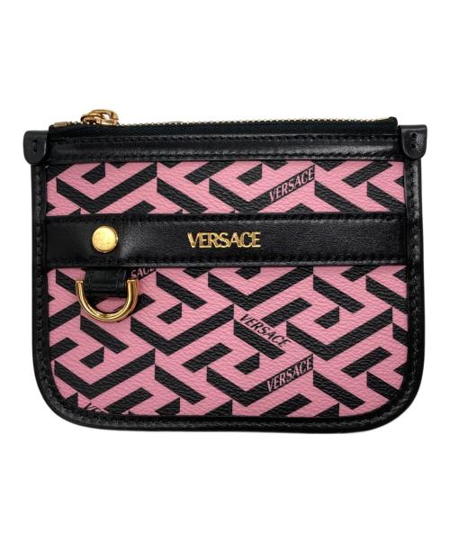VERSACE（ヴェルサーチェ）VERSACE (ヴェルサーチェ) ラ グレカ シグネチャー モジュラーポーチ ピンク×ブラックの古着・服飾アイテム