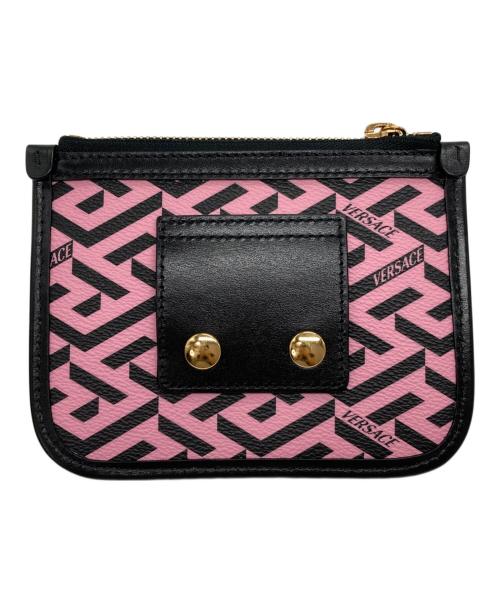 VERSACE（ヴェルサーチェ）VERSACE (ヴェルサーチェ) ラ グレカ シグネチャー モジュラーポーチ ピンク×ブラックの古着・服飾アイテム